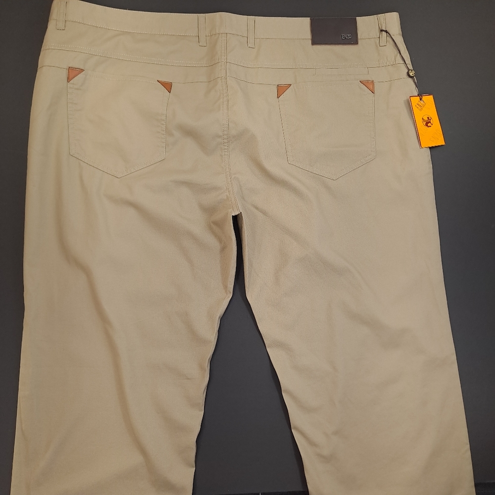 ENZO TOVARE Denim Becker-12 Men's Pants 100% Cotton Beige European Cut - Size 46 - Picture 5 of 11